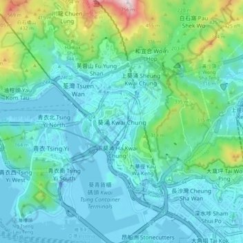 Carte topographique 葵涌, altitude, relief