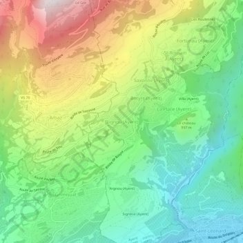 Carte topographique Blignou (Ayent), altitude, relief