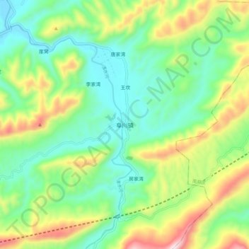 Carte topographique 阜川镇, altitude, relief