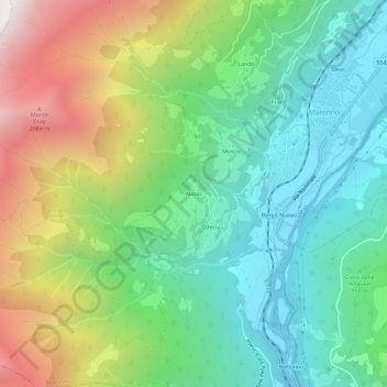 Carte topographique Nazio, altitude, relief