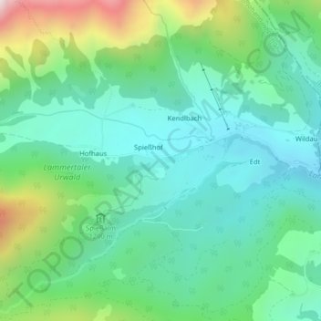 Carte topographique Lammertal, altitude, relief