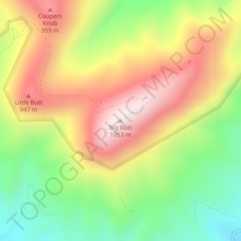 Carte topographique Big Butt, altitude, relief