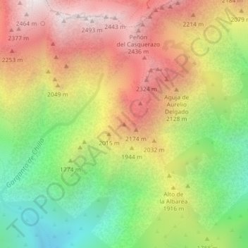 Carte topographique El Durazno, altitude, relief