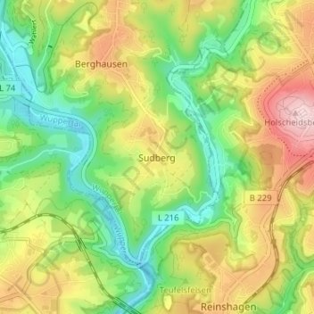 Carte topographique Sudberg, altitude, relief