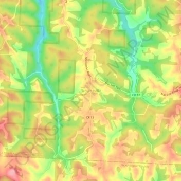 Carte topographique Brownsville, altitude, relief