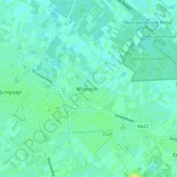 Carte topographique Wijbosch, altitude, relief