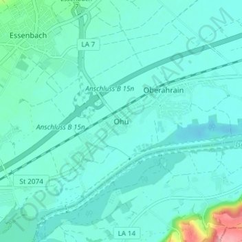 Carte topographique Ohu, altitude, relief