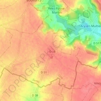 Carte topographique Nogeon, altitude, relief