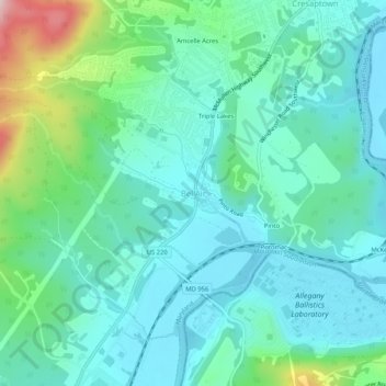 Carte topographique Bel Air, altitude, relief