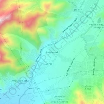 Carte topographique La Libertad, altitude, relief