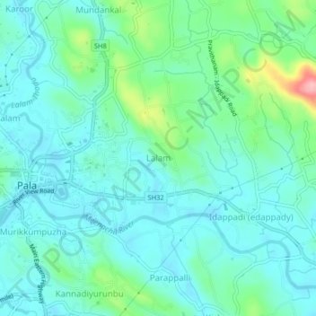 Carte topographique Lalam, altitude, relief