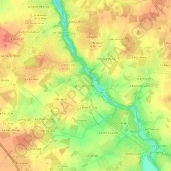 Carte topographique La Croix Moutar, altitude, relief