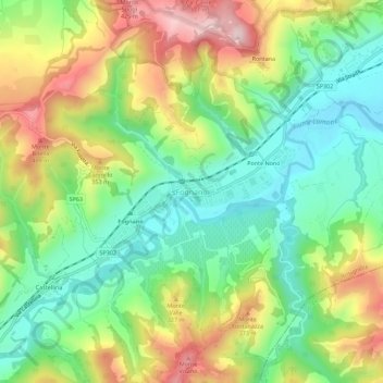 Carte topographique Fognano, altitude, relief