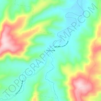 Carte topographique Obx Creek, altitude, relief