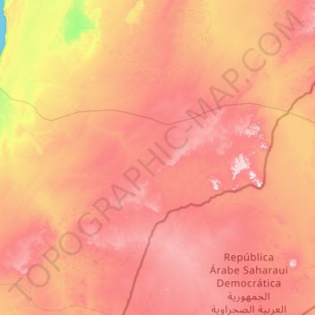Carte topographique Sahara Occidental, altitude, relief