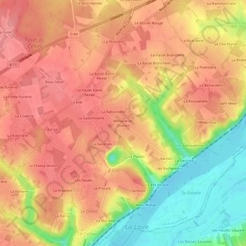 Carte topographique Métairie du Chemin, altitude, relief