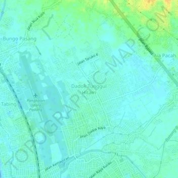 Carte topographique Dadok Tunggul Hitam, altitude, relief