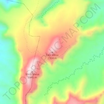 Carte topographique East Mesa, altitude, relief