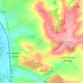 Carte topographique Cour Mollien, altitude, relief