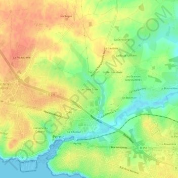 Carte topographique Les Trois Croix, altitude, relief