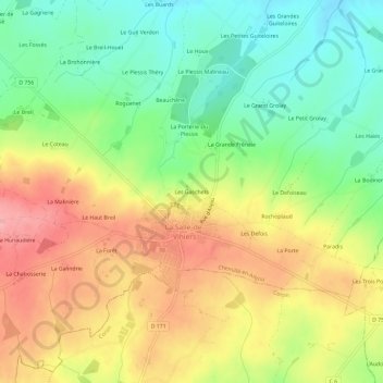 Carte topographique Les Gaschets, altitude, relief