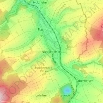 Carte topographique Niederneisen, altitude, relief