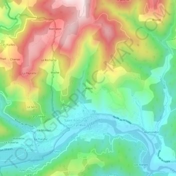 Carte topographique L'Hubac, altitude, relief