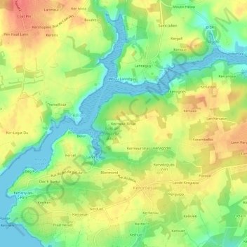 Carte topographique Kermeur Bihan, altitude, relief