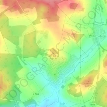 Carte topographique Kirnberg, altitude, relief