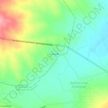 Carte topographique La Parada, altitude, relief