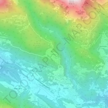 Carte topographique Naggio, altitude, relief