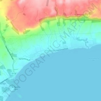 Carte topographique Hamurana, altitude, relief