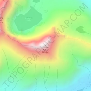 Carte topographique Mount Wilbur, altitude, relief