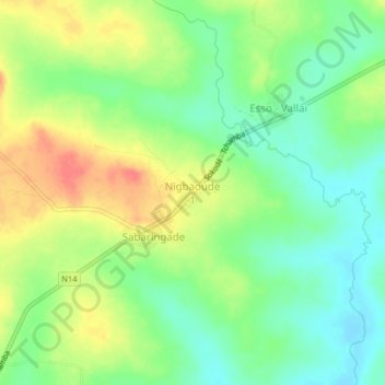 Carte topographique Nigbaoude 1, altitude, relief