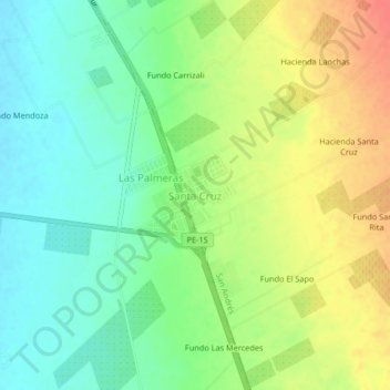 Carte topographique Santa Cruz, altitude, relief