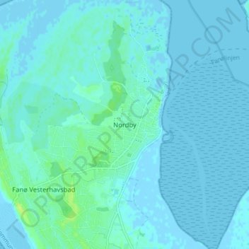 Carte topographique Nordby, altitude, relief