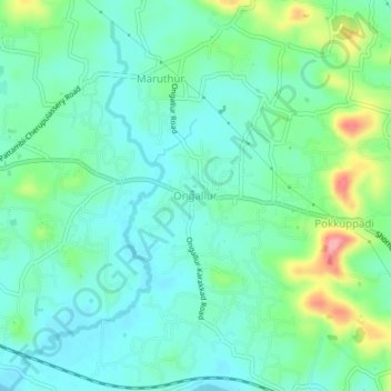 Carte topographique Ongallur, altitude, relief
