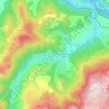 Carte topographique La Rochette, altitude, relief