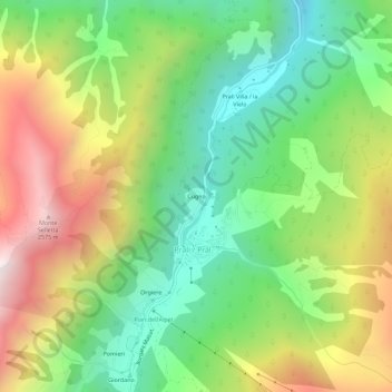 Carte topographique Cugno, altitude, relief