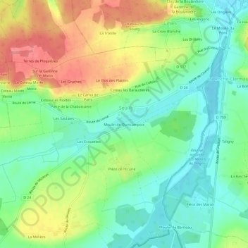 Carte topographique Moulin de Quincampoix, altitude, relief