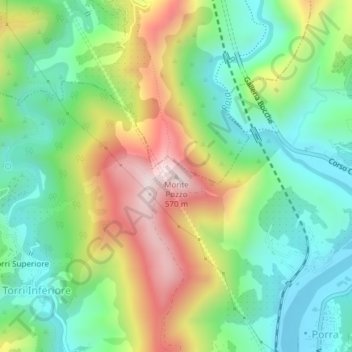 Carte topographique Monte Pozzo, altitude, relief
