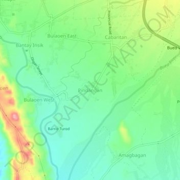 Carte topographique Pindangan, altitude, relief