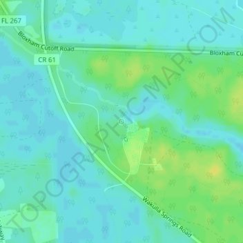 Carte topographique Wakulla Spring, altitude, relief