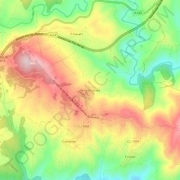 Carte topographique Pena do Souto, altitude, relief