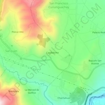 Carte topographique Capillaloma, altitude, relief