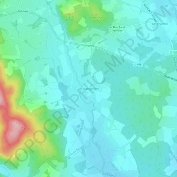 Carte topographique Les Changarniers, altitude, relief