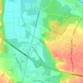Carte topographique Bayon, altitude, relief