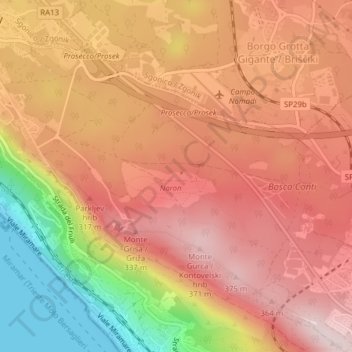 Carte topographique Naron, altitude, relief