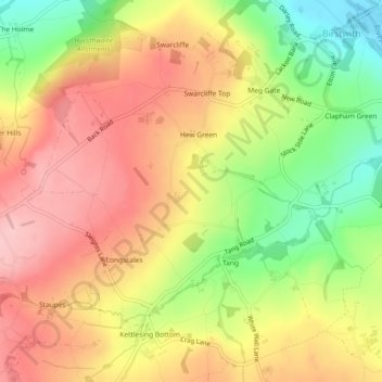 Carte topographique High Birstwith, altitude, relief