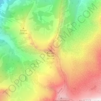 Carte topographique Bec del Fauset, altitude, relief